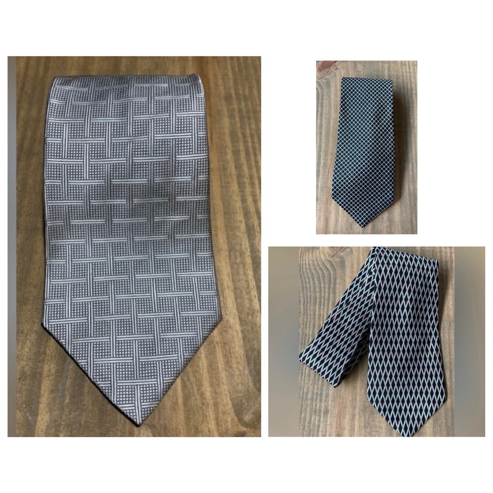 Lot of 3 Mens Designer Silk Ties Villa Bugatti Tom James Luxe Vintage Classic